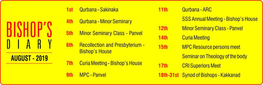 Bishop Diary August